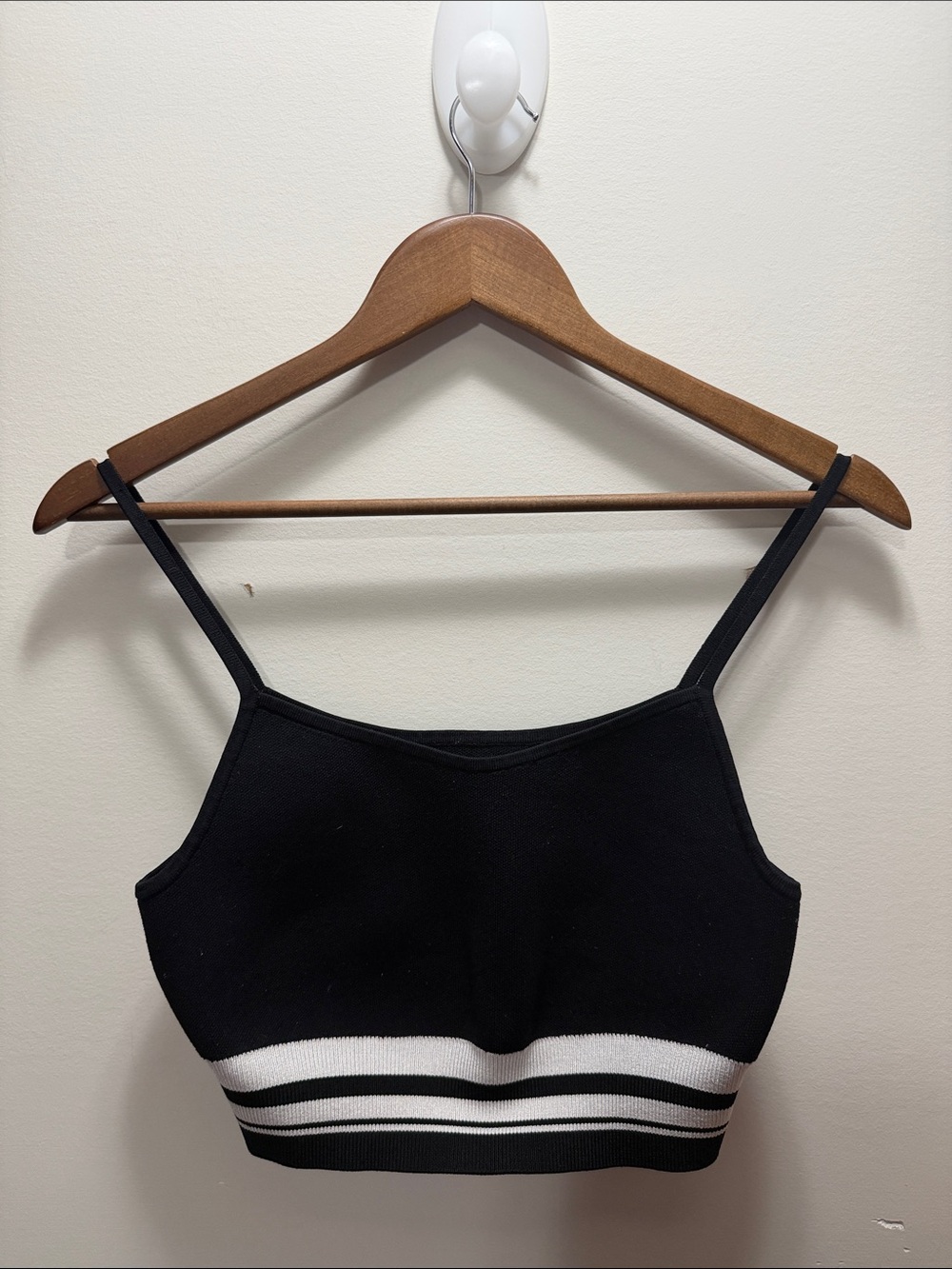 Aritzia Babaton Striped Hem Black Knit Top Size M